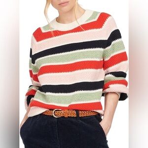 Barbour 1894 Colywell Stripe Wool Blend Sweater Size 8